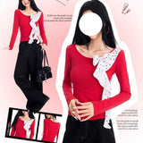 Fongt Shoulder Sling Vest Women's New Summer Folded Blouse Wear