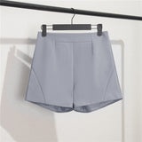 Fongt Photo Suit Shorts Female 2024 Summer New High Waist Loose Blue Five Split Pants Straight Tube Hong Kong Flavor Casual Pants-Outfit