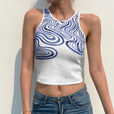 Sexy Corrugated Print Sleeveless Top-Outfit