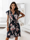 Floral Print Pleated