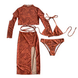 2025 New Long Sleeve Dress Swimsuit Set Split Bikini
