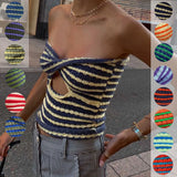 Fongt Explosion Women's Vacation Sexy Striped Sweater Knitted