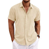 Fongt Men's Linen Short-Sleeved T-Shirts For Free-Fitting Sweatshirts For Men's Short-Sleeved Cotton Shirts Beach Plus-Size Men's Short-Sleeved