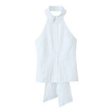 New Spring Style Hanging Neck Trench Coat Fabric Bare-Back Bow Coat 3152003-Outfit