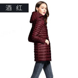 2024 New Autumn And Winter Light Down Jacket Female Long Plus Size Hood Slim Plus Plus Size Coat-Outfit