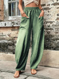 Plus Size 4XL 5XL Women's Solid Baggy Pants Big Pocket Elastic Waist Casual Haren Pants Lantern Trousers Oversize