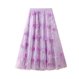 Fongt Yarn Embroidery Heavy Industry Half-Body Skirt Large-Size Dress 2025 Spring New A Word High-Waist Long Skirt 8692