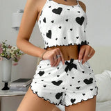 Fongt Women's Home Clothes Love Print Sling Shorts Casual Pit Strip Can Wear Women's