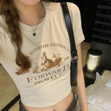 Shoulder Short-Sleeved T-Shirt Female Designer Spice Girl Style Slim Summer T-Shirt Tight Short