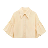 Fongt Women's Explosive Fashion Bubble Sleeve Open Shirt