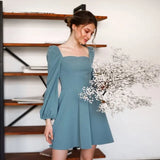 Sleeve Neck Elegant Slim Vintage A Line