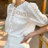 New French Shirt Women's Holiday Style Short-Sleeved Top + Short Skirt Set Women's Thin Shenzhen Oil