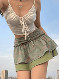 Floral Print Ruffle Mini Skirt-Outfit