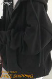 Sweatshirts Women Winter Harajuku Streetwear Korean Version Vintage Long Sleeve Solid Jacket Coats Loose Zip Up