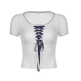 Trend Is Lively, Short-Sleeved T-Shirt, Square Necktie, Color Slimming Basic Blouse, New Spring / Summer 2024 Style-Outfit