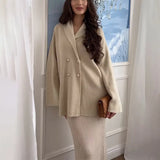 Fongt Women's New French Temperament Solid Color Commute Button-In- Cardigan Suit Dress