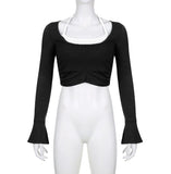 Split Horn Sleeve Pull-Rope Blouse Two-Piece Set Of New Spicy Girls In Spring And Summer 2024 Slim And Slim