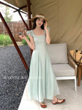 Fongt Special Price Does Not Return] Xixi Korean Version Of Elegant Square Lead Flying Sleeve Dress Pure Lust Dress 88367