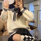 Autumn Winter New Navy Gets Small Pure And Fresh Design Sense Soft Waxy Knit Head Loose Sweater Female Temperament Jacket-Outfit
