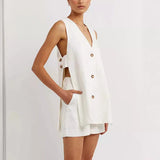 Fongt Summer New Cotton Sleeveless Shorts Pajamas Two Sets Of Fashion And Comfortable To Wear Women's Home Clothes