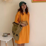 Casual Loose Solid T Shirt O Neck Mini Dress Batwing Short Sleeve Basic Dresses