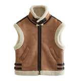 Fongt New Women's Fur All-In-One Velvet Splicing Cotton Vest Vest Vest Coat Women's Top A19588