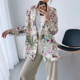 New Skinny Flower Printing Double-Breasted Suit Jacket In The Autumn Of 2024-Outfit