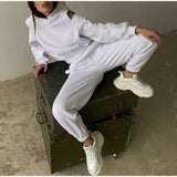 Fongt Women's Fall 2024 New Two-Piece Solid Color Hoodie Short Die Trouser