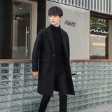 2023 Winter Woolen Coat For Men Long Tide Loose Wool Woolen Men's Trench Coat Spring And Autumn Coat-Outfit
