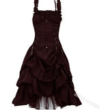Fongt Lolita COS Gothic Slimming Irregular Design Strap Corset Dress