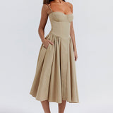 Fongt Women's French Elegant Retro Dopamine Wearing Sling Dress