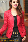 Autumn Leather Jacket Women Slim Patchwork Plus Size 4xl Red Leather Coat Woman Punk Moto Bikers Jacket Casaco