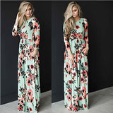 Summer Round Neck Flowers Print Long Sleeve