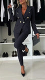 Fongt New Women's Pure Color Bred Suit Independent Fashion Leisure Pocket