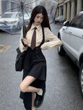 Autumn Y2k Bandage Dress Solid Sexy Girls Irregular Spaghetti Strap Dresses Gotihc Fashion Slim-fit Vestido De Mujer-Outfit