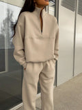 Fongt Women's New Casual Fashion Thicken Long-Sleeved Trousers Two Sets