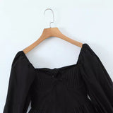 And Winter New Three-Dimensional Steel Trap Chest Pleated Back Long-Sleeved Dress-Outfit