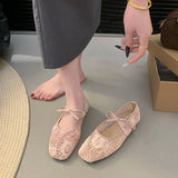 Fongt White Mesh Embroidered Flat Sole Women's New Spring And Summer Fairy Style With Skirt Gentle Style Mary Precious Shoes