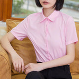 Fashion Woman Blouses 2022 V-neck Short Sleeve Solid Work Shirts Tops Pretty and Cheap Women's Blouse OL White Female