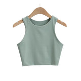 Fongt Yoga Female Training Double Layer Ultra Short Solid Color Vest-Outfit