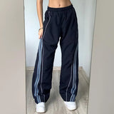 Winter New 2023 Women's Wear High Waist, Thin, Loose, Casual Color Stripe Design Woven Trousers-Outfit