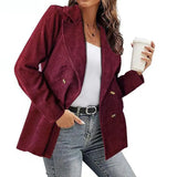 Jacket Sexy V Neck Small Suit Jacket Autumn New Women blazer Slim Solid Color Long Sleeves Coat Elegant Office Lady
