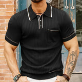 Fongt Men's New Summer Knits Clip Short Sleeve Business Polo Shirt Men's