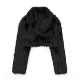 Fongt Women's Thick Lamb Fur Black Coat Women's Winter 2025 New Fur