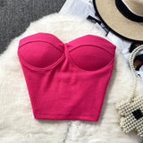 Fongt Color Strapless Vest Female Wearing Sexy Hot Girl Short Crop Slim Thin With Chest Pad-Outfit