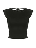 Lace Up Backless Cropped Tank Top-Outfit