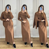 Fongt Women's Clothing Autumn 2025 New Fashion Casual Knitwear Jacket Dress Sweater Set