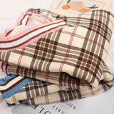 Plaid Sweaters Women Knitted Pullovers Casual Plush Sweaters Ladies Oversized Jumper Long Sleeve Tops Sueters De