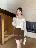 Fongt Xixi 13 Line 2025 Autumn White Standard Commuter Thin High-Waist Temperament PU Short Leather Skirt Women 85245