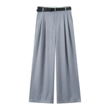 Fongt 2025 Spring New Women's Fashion Simple With Belt Double Fold Trousers